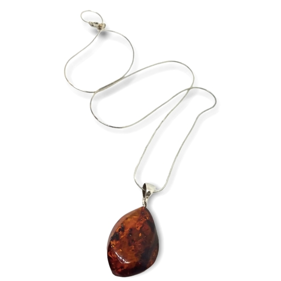 Jewelry - Natural Free Form Baltic Amber Pendant Necklace
